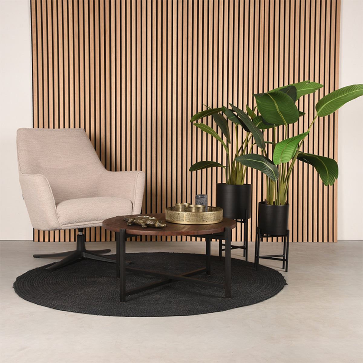 LABEL51 Salontafel Dox – Espresso Finish – Massief Mangohout – Ø70 cm